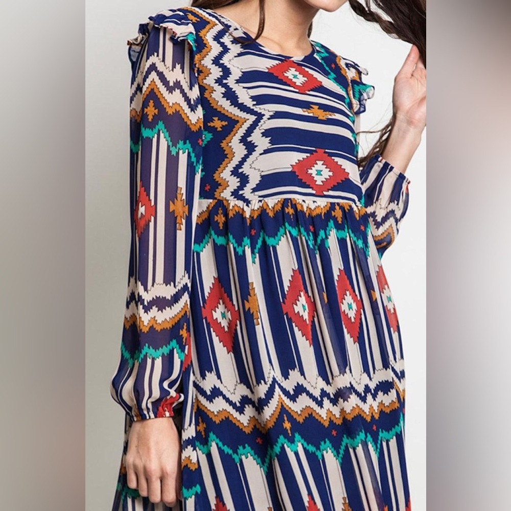 Umgee U.S.A tribal hippy boho fully lined dress size M